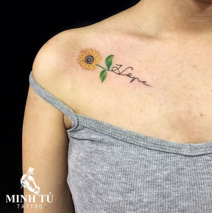 Hình xăm hoa hướng dương. Xăm hình bấm TRUY CẬP để liên hệ