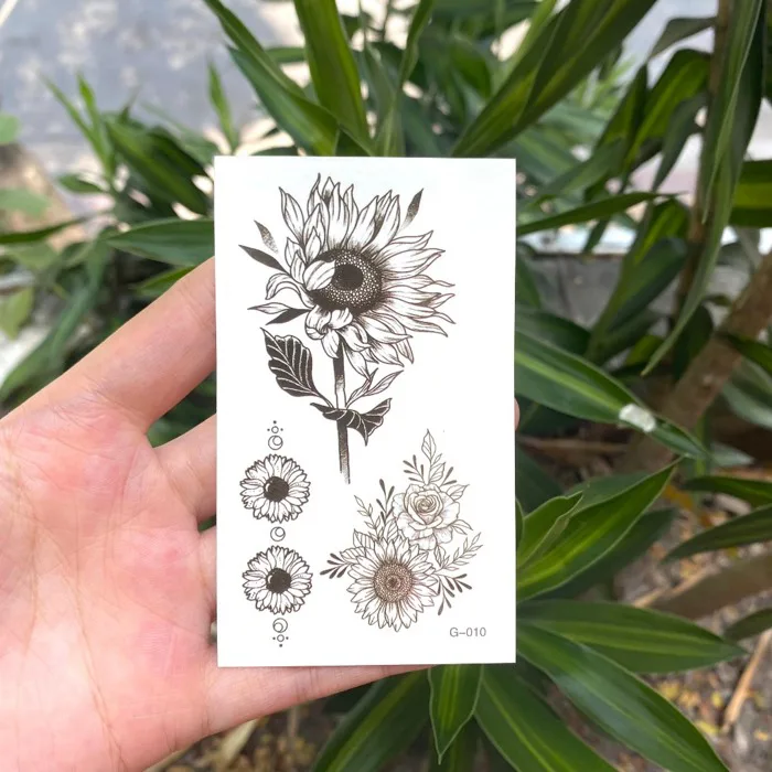 3 hình dán mini BST T hoa hướng dương, hoa hồng, lá xăm dán tatoo tạm thời  lên hình ngay, không chống nước | Shopee Việt Nam