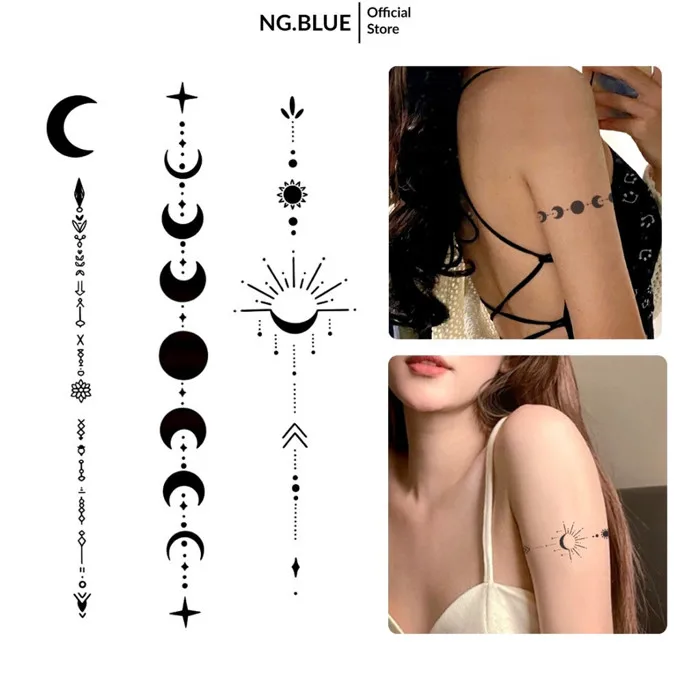 Hình xăm dán tatoo 15 ngày chống nước mặt trăng khuyết tiểu tinh cầu vũ trụ  hệ mặt trời hình xăm giả mini nữ lâu phai | Shopee Việt Nam