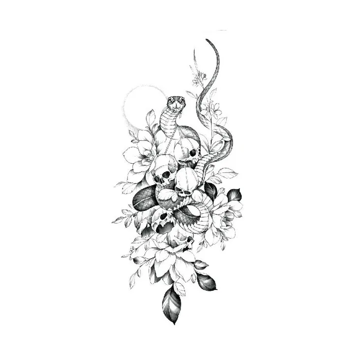 Hình Xăm Rắn To 10x20cm Tattoo Con Trăn Đầu Lâu Sọ Người Chống Nước Legaxi  – Legaxi