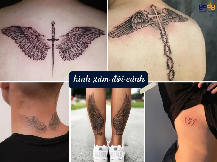99+ hình xăm đôi cánh đẹp, mang ý nghĩa sâu xa cho nam, nữ | Yody