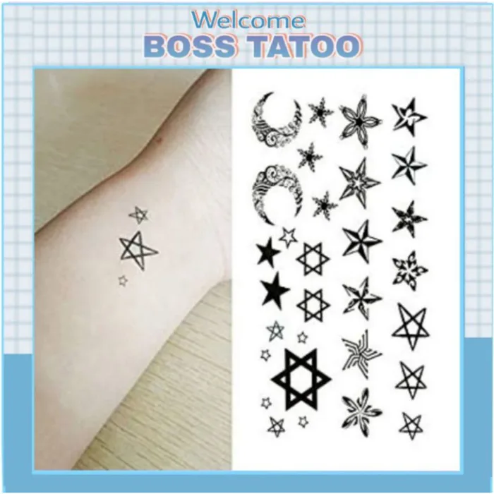 3 hình dán tạm thời tattoo mini ngôi sao nhỏ x077.Xăm dán Boss tatoo mini  tạm thời, size <10x6cm | Shopee Việt Nam